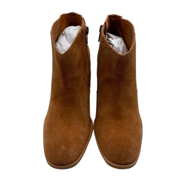 Lucky Brand Boots Pellyon Brown Suede Leather Block Heel Ankle Casual Size 7.5 - Picture 3 of 7